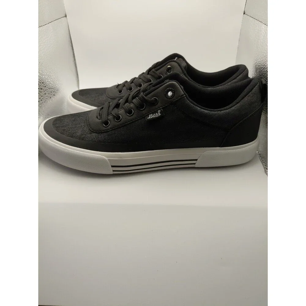 Bass authentic brand-new men's flat shoes, lace up, breathable, black, size 9.5